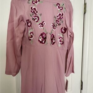 Floral Embroidered Pink Dress